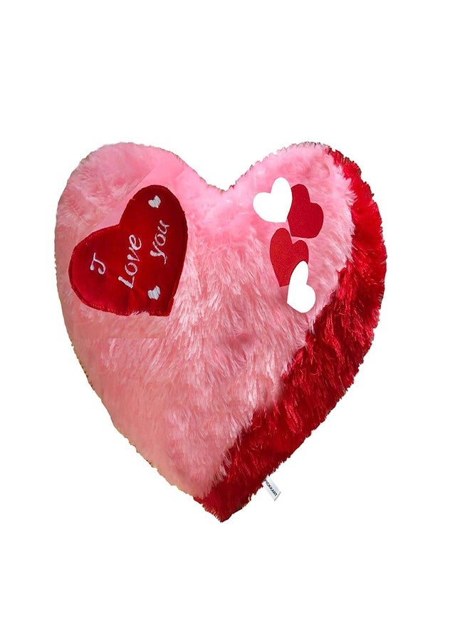 PICKKART Love Heart Shape Soft Plush Pillow, - Gift for Valentine Day Someone Special, Size : 37 cm X 30 cm (Pink) - Image 1